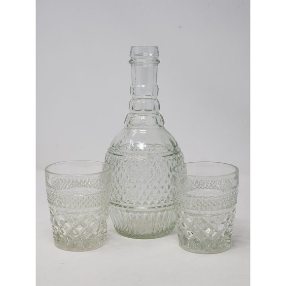 Vintage Anchor Hocking Wexford Old Fashioned‎ Tumblers & Mogan David Decanter - Picture 1 of 12